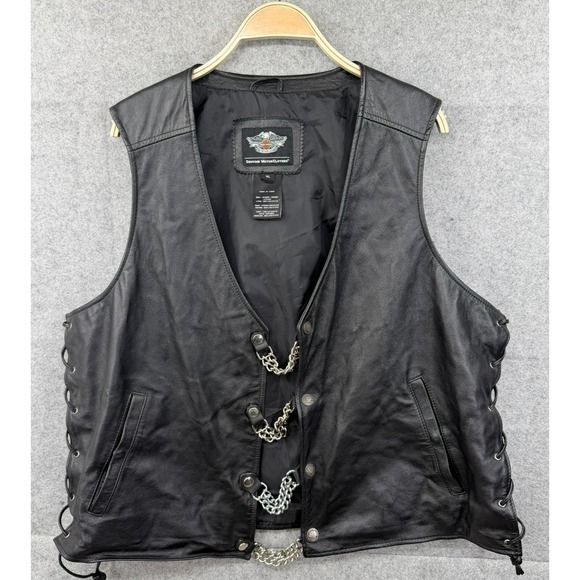 Harley-Davidson Other - Vtg Harley Davidson Pathway Leather Vest Mens XL 98103-02VM Snap Chain Extenders